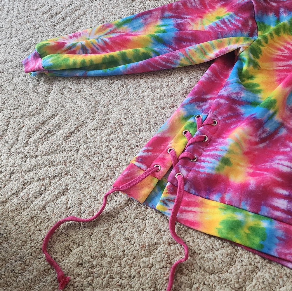 Dolls Kill ClubExx pink tie dye rave oversized hoodie - Picture 4 of 6